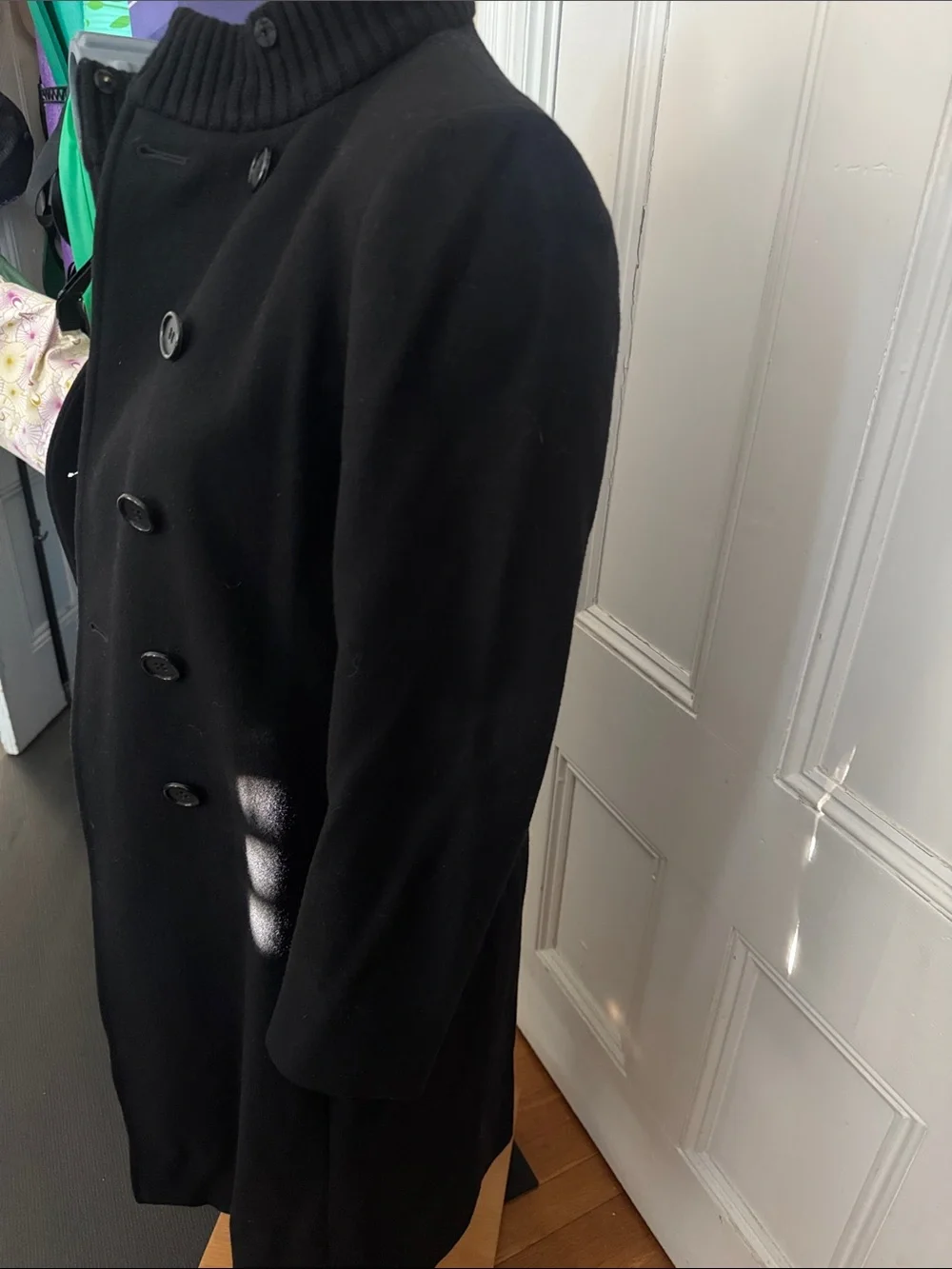 Tahiri Classic Double-Breasted Black Women's Wool Coat